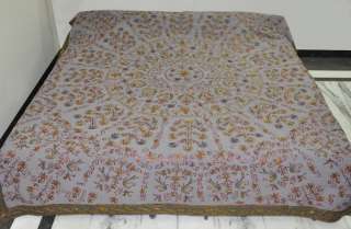 Silk Thread Embroidered Cotton Home Furnishing Rajasthani Bed Sheet 