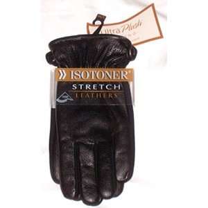  Isotoner Stretch Black Leather Mens Gloves Sports 