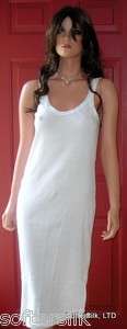   Comfortable White 100% Cotton Rib Knit Nightgown USA Made Fabric NEW