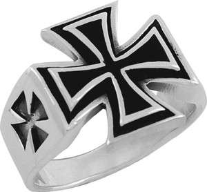 STERLING SILVER IRON CROSS MEN RING IN SIZES 10 15 (TR77)  