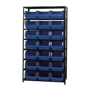   Steel Shelving With 21 Magnum Giant Hopper Bins Blue