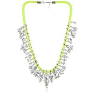 nOir Jaipur Silver Crystal Holiday Collar Statement Necklace 