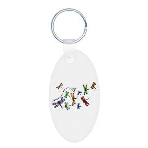 Aluminum Oval Keychain Dragonflies Glide on Gossamer Wings Dragonfly