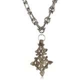 Devon Leigh White Brass Antiqued Cross Antique Silver Overlay Necklace