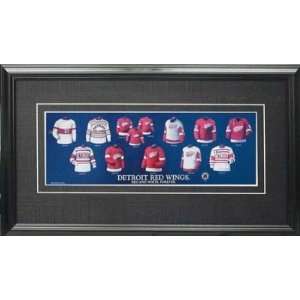Detroit Red Wings 5X15 Print Framed   Heritage Jersey Print  