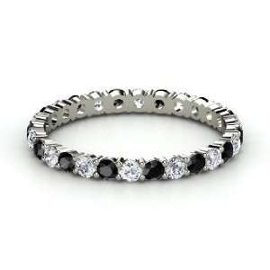 Rich & Thin Eternity Band, 14K White Gold Ring with Diamond & Black 