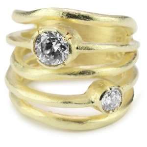 Sheila Fajl Cubic Zirconia 18k Gold Plated Ring, Size 7