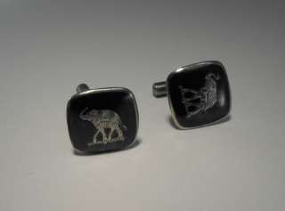 Sterling Silver Vintage Mens Cufflinks Made in Siam Elephant 925 