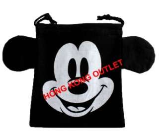 Disney Mickey Mouse Drawstring Bag Pouch Black B67c  