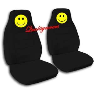 Black seat covers with a Smiley Face for a 2006 to 2012 Chevy Impala 