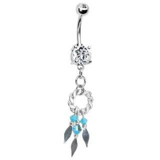   Blue Cubic Zirconia Peacock Feather Belly Ring Explore similar items