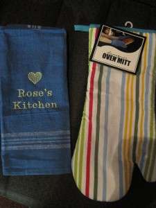 PERSONALIZED kitchen towel & oven mitt SET Embroidered  