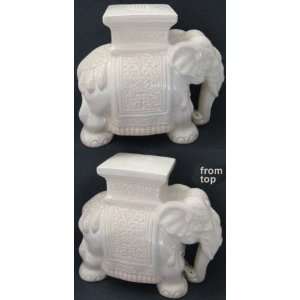  18h Ivory Ceramic Elephant Stool