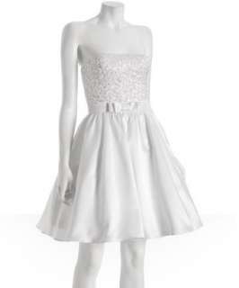 Betsey Johnson white sequined sateen strapless dress   up to 