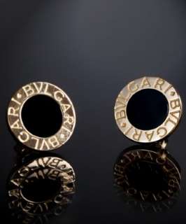 Bulgari onyx and gold button stud earrings  