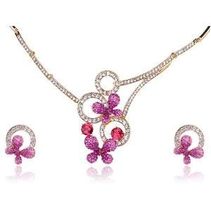   Butterfly Abstract Swarovski Crystal Necklace Earring Set Jewelry