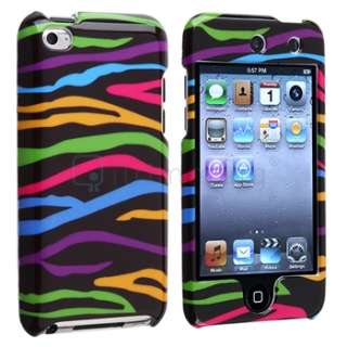 Four Colorful Zebra Clip on Hard Case Cover Pack For iPod Touch 4 4G 