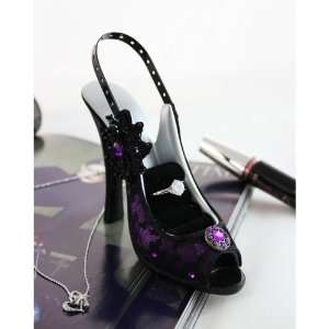   Lace Shoe Ring Earring Jewelry Holder Purple 5in