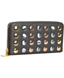 Deux Lux grey Prince studded continental zip wallet   up to 