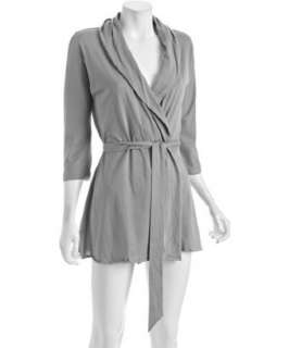 Undrest dove grey cotton kimono belted robe  