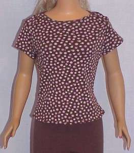 My Size Barbie Brown with Pink Flowers Knit Top  