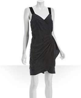 Frock by Tracy Reese black washed silk Kimberly draped dress