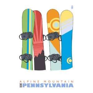  Alpine Mountain, Pennsylvania, Snowboards in the Snow 