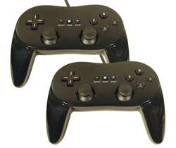 2x Black Classic Controller Pro Nintendo Wii US SELLER  