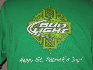   Bud Light T Shirt Irish Notre Dame Saint Pattys Green Shamrock  