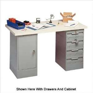  Work Benches   Plastic Laminate Top with White Leather, 2 Cabinets 
