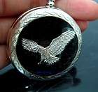 NEW Eagle/Hawk SILVER COLOR NUMBER WHITE DIAL MENS POCKET WATCH 