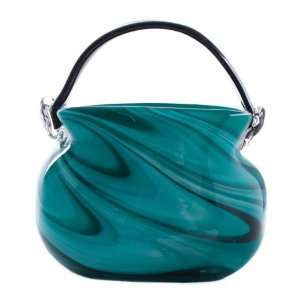  Glass Ware Blue Brittany Handbag Large Vase 17.5cm New 