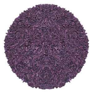   Zahle Leather Shag Za080 40 x 40 Purple / Purple Round Area Rug