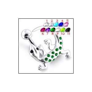  Jeweled Gecko Around Non Moving Belly Ring Body Jewelry Jewelry
