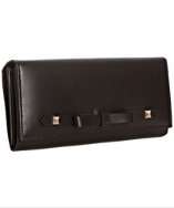 style #317318101 black leather flat bow continental wallet