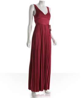 Sweetees red pleated silk jersey Carron maxi dress   up to 