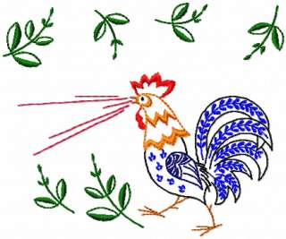 Rooster Parade machine embroidery designs set 5x7 hoop  