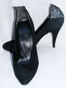   1980s high heel suede & crystal PARTY shoes UK size 5 ½  