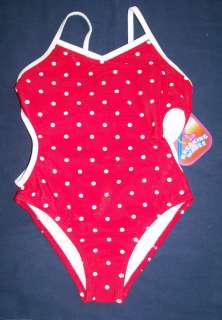 NWT GIRLS 4/5/6/6X BREAKING WAVES 1 PC RED DOT SWIMSUIT  