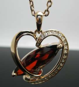 Heart Rose Gold Plated 8 Carat Garnet Necklace N174  