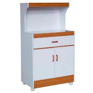  White Rolling Microwave Cart (White) (43H x 25W x 16D 