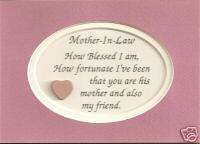 MOTHERs IN LAW Moms Love FRIEND Verses Poems Plaques  