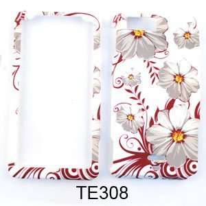 Motorola Droid X MB810 White Flowers with Red Leaves Hard Case/Cover 