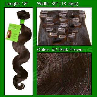 Dark Brown Clip on in Hair Extensions 20 Body Wave  