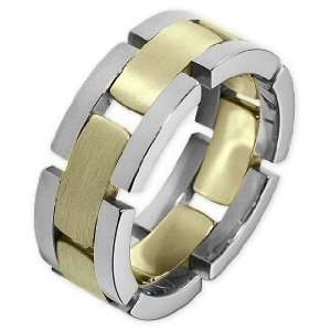   Gold Link Style Designer Comfort Fit Wedding Band Ring   8.25 Jewelry