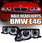   BMW E46 Sedan/Wagon Chrome 2x Halo Rims Projector Headlights Assembly