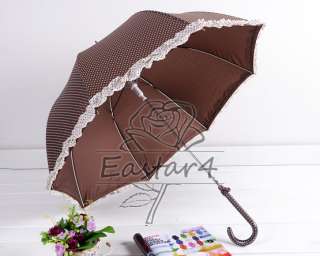 New lady lace trim sun/rain stick Umbrella black  