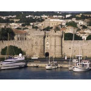  Walls of Old Town from Harbour, Rhodes, Dodecanese Islands 