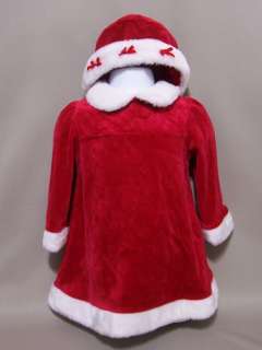   Santa Claus Christmas Dress Hat Set Red Velvet Feel 18 mo 18M  