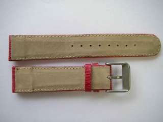 Red thick genuine lizard & Opel buckle promo watch band 19 mm  